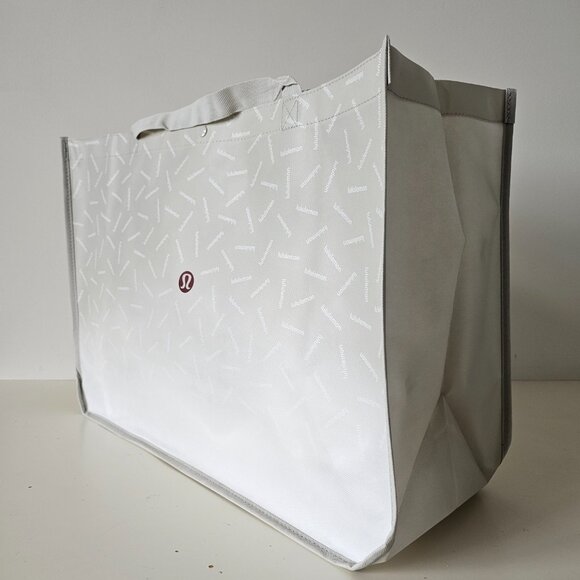 New LULULEMON Grey GRAPHIC LOGO Reusable Shopping Bag XL - Picture 4 of 6